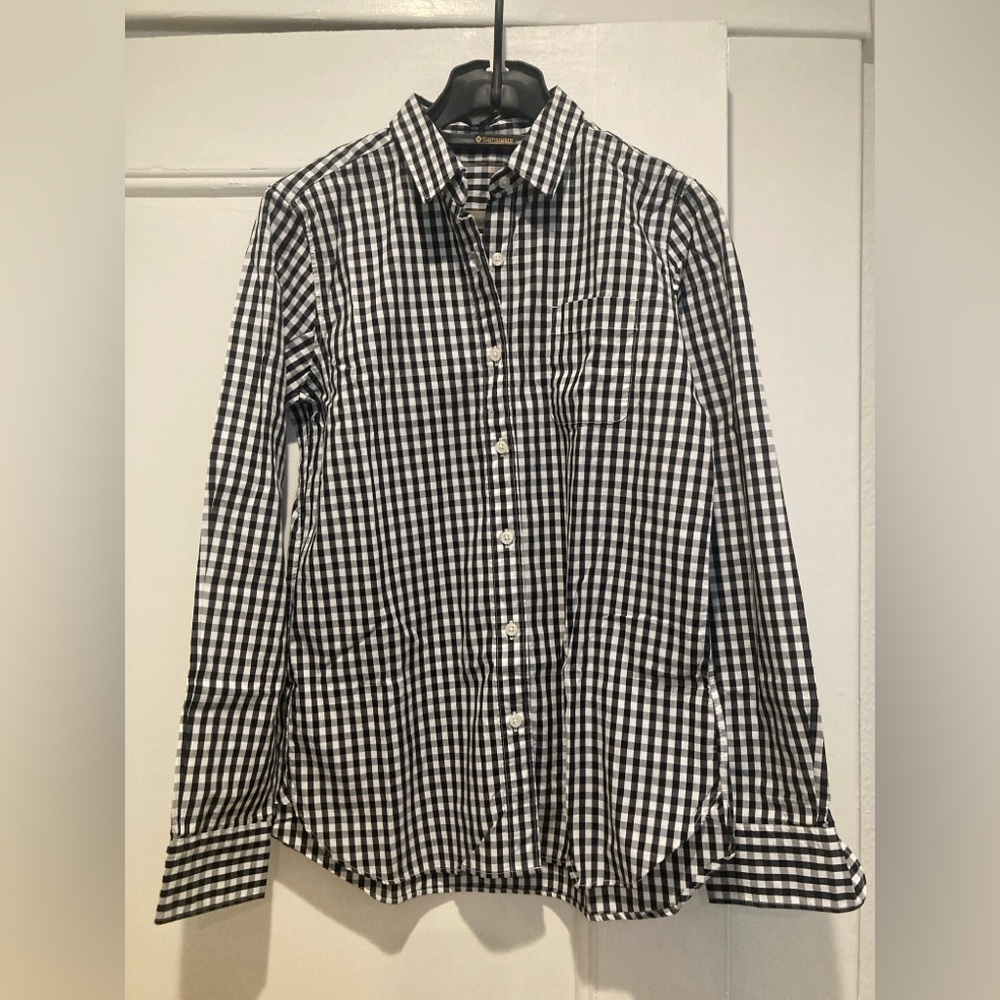 Muji Black and White Gingham Button-Down Shirt
